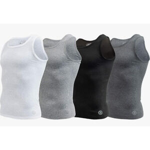 Aeropostale Men's Contour Fit A-Shirts 4-Pack Ribbed Tank Tops Medium